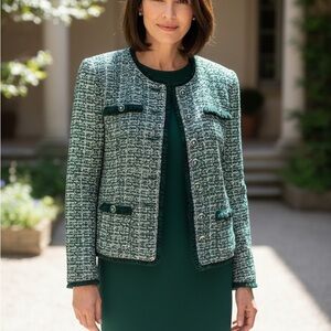 St John Green Tweed Collarless Jacket and Dress- Women's size 8
